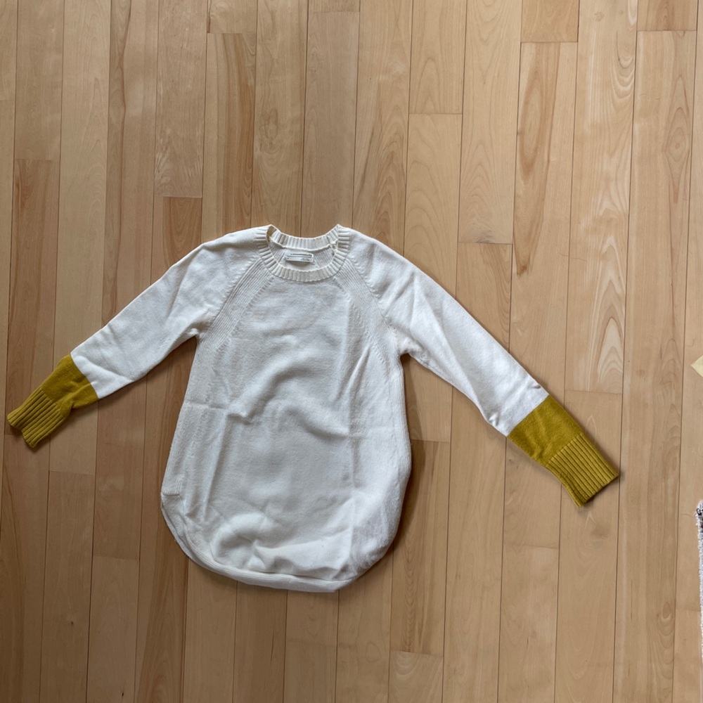 Anthropology brand, soft Sweater with Mustard Cuff Detail.